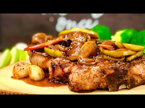 Pork chops with applesauce and onions recipe