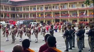 Performing Indian National Anthem In Namdroling Monastery