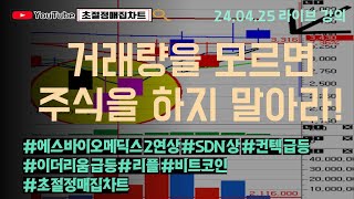 [초절정매집차트]#2024년4월25일#거래량을 모르면 주식을 하지 말아라!#에스바이오메딕스2연속상한가#SDN상한가#컨텍급등#이더리움급등#리플#비트코인#초절정매집차트