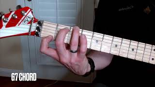 How to play a G7 chord on guitar for left handed players