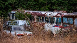 林道の先にある草ヒロと廃屋の中にあった飛行機、土砂崩れ