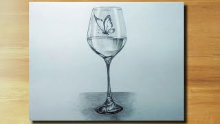 Pencil Drawing And Shading Realistic Glass Cup Step By Step Easy