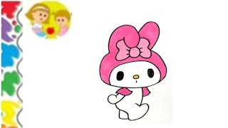 How to draw my melody💓💞 | Sanrio | melody colouring cute easy melody drawing tutorials