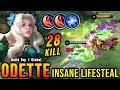 28 Kills!! Best Odette One Shot LifeSteal Build and Emblem!! - Build Top 1 Global Odette ~ MLBB