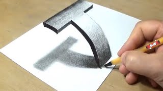 Very Easy - Drawing 3D Letter T - Trick Art with Pencil - By
