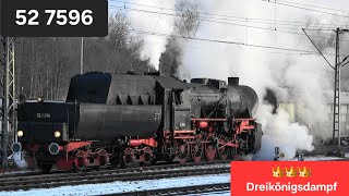 👑👑👑Dreikönigsdampf 2025🚂mit 52 7596 in Rottweil \u0026 Horb am Neckar mit Schall \u0026 Rauch bzw. Dampf