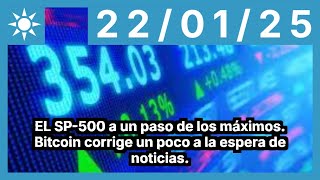 EL SP-500 a un paso de los máximos. Bitcoin corrige un poco a la espera de noticias.