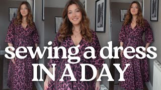 Sewing a dress in a day challenge! Making the beginner friendly V1735 pattern in 6 hours! Tutorial 💜