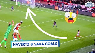 🤯Saka Crazy Free-kick \u0026 Havertz Header vs PSG || Emirates Stadium Reaction!