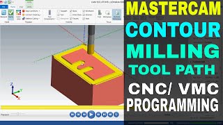 MASTERCAM 2D CONTOUR MILLING TOOL PATH | MASTERCAM TUTORIALS