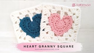 Heart in a Granny Square - Free Crochet Pattern | RaffamusaDesigns