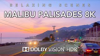 Driving Pacific Palisades and Malibu at Scenic Sunset 8K Dolby Vision HDR