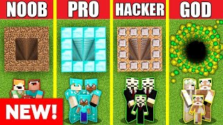 Minecraft Battle: TUNNEL HOUSE BUILD CHALLENGE - NOOB vs PRO vs HACKER vs GOD / Animation ENTRANCE