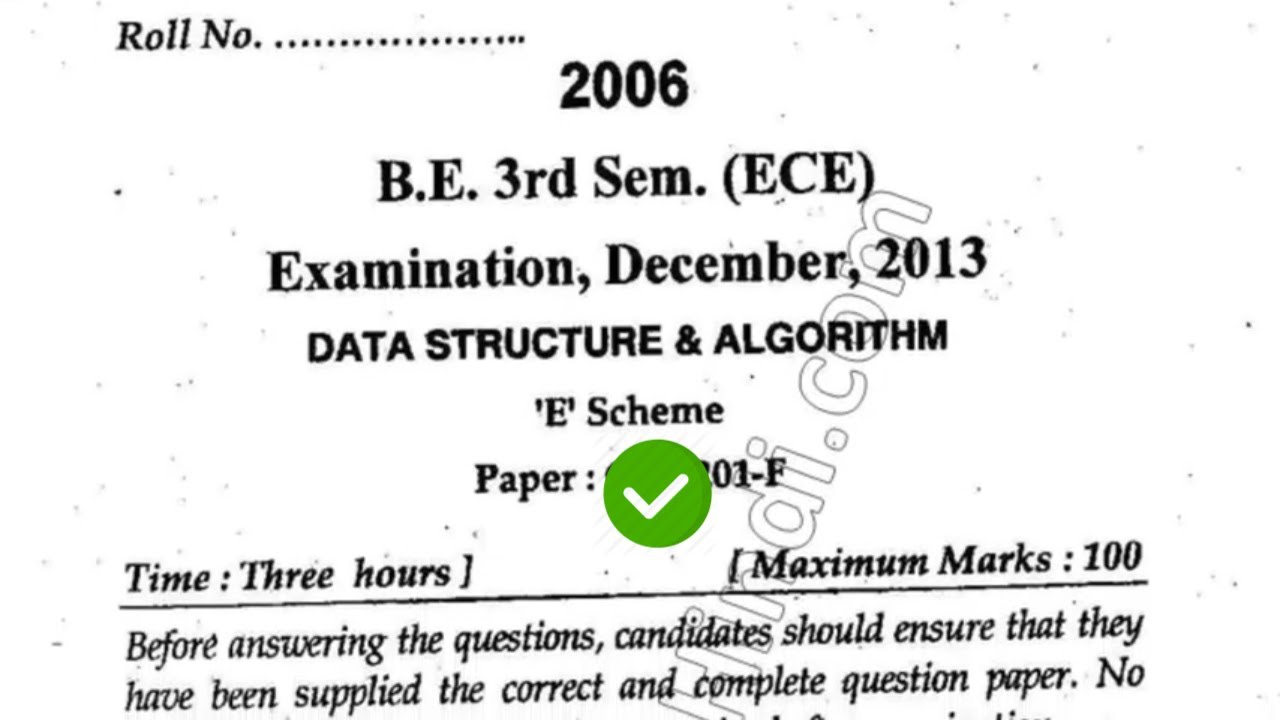 2013 Mdu BTech ECE 3rd Sem Data Structure & Algorithm Question Paper ...