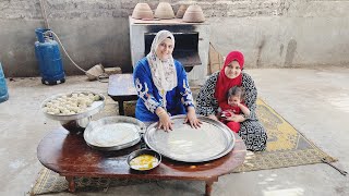 صحيت الفجرية عجنت وخبزت فطير مشلتت فلاحي بالقشطة لعيون الغالين وعزمتهم عليه