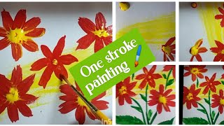 One stroke painting 🖌️ easy flowers 🌺 panting #drawingtutorial #harshartsandvlogs