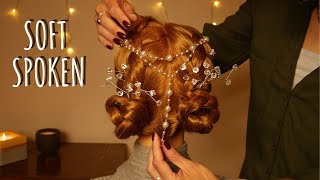 ASMR Braiding and fitting decorations - crystals and pearls - soft spoken