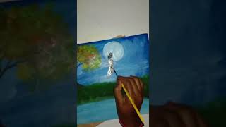 A Romantic Couple With Moonlight Night. Romantic Couple Painting. Couple Paint.