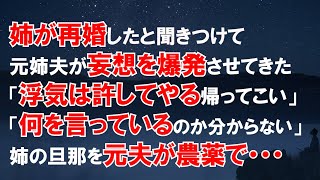 姉が再婚したと聞きつけて、元姉夫が暴走妄想→元夫「浮気は許してやるから帰ってこい」→姉「は？　何を言ってるのかわからない」→玉の輿と結婚した姉の旦那を元夫が農薬で…【衝撃の結末】