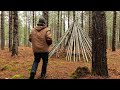 Warm and Cozy Teepee Shelter Build, Inside Fireplace and Sleeps 3