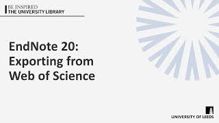 EndNote 20: Exporting from Web of Science