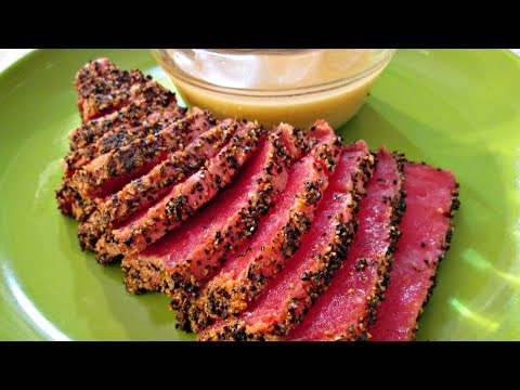 Ahi Tuna - Seared Salt and Pepper Ahi Tuna with Wasabi Vinaigrette - PoorMansGourmet Ahi Tuna - Seared Salt and Pepper Ahi Tuna with Wasabi Vinaigrette - PoorMansGourmet