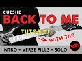 Back To Me - Cueshe Intro + Verse Fill + Guitar Solo Tutorial (WITH TAB)