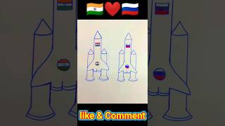India flag 🇮🇳 and russia flag 🇷🇺 drawing || Rocket drawing #shorts #drawing #art #india #russia