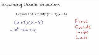 Expanding and simplifying (x + 3)(x - 4)