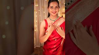 Red Banarasi Saree Styling for Diwali | Diwali Saree Look - I Love Sarees #shorts