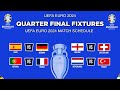 UEFA EURO 2024 Quarter Final FIXTURES & SCHEDULE - Match Schedule EURO 2024 Quarter Final