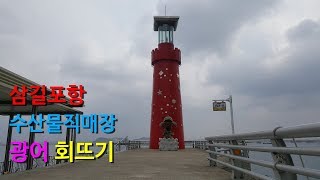 서산 삼길포항 수산물직매장에서 광어 회뜨기