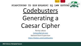 Codebusters - Generating a Caesar Cipher