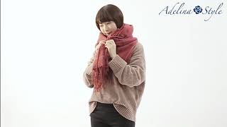 Large size long muffler check pattern Light and warm scarf Fall / spring shawl (3 colors)