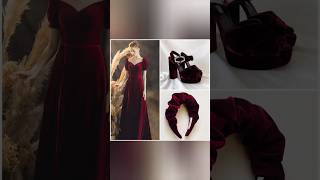 Korean gown for girls#heels#hair band#maroon#short video #shorts#short#Korean#girl#dress#red#black👗👠