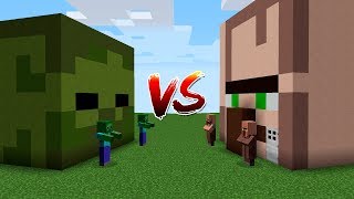 Minecraft Battle: ZOMBIE HEAD HOUSE VS VILLAGER HEAD HOUSE