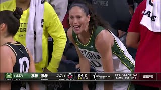 Sue Bird Yells At Kelsey Plum "YES YOU DID (Push Me)!" After No Foul Call | WNBA Playoffs Semifinals