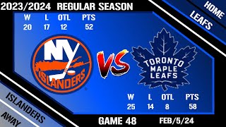 LIVE NHL Play By Play Commentary New York Islanders @ Toronto Maple Leafs