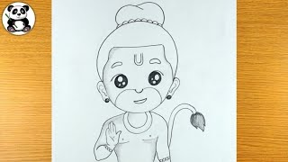 Cute baby hanuman pencil drawing | gods drawings