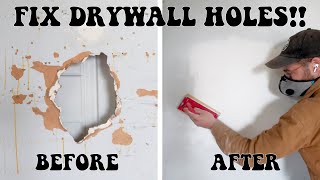 HOW TO FIX / REPAIR DRYWALL HOLES like a PRO!