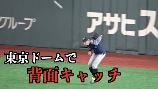 イチローが東京ドームで背面キャッチ！ファン大興奮！