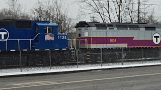 MBTA Super Extra- GP40MC-3 #1125 Brings F40PH-3C #1034 back home!