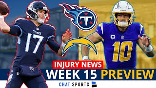 Tennessee Titans MAJOR Injury News, 2023 NFL Playoff Picture: Titans vs Chargers NFL Week 15 Preview