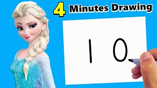 How to Draw Elsa With Number 10 Easy in Just 4 Minutes