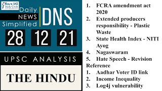 THE HINDU Analysis,  28 December 2021 (Daily Current Affairs for UPSC IAS) – DNS