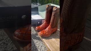 Lucchese Brooks Pirarucu Boots | Chocolate + Cognac #lucchese #boots #westernboots #cowboyboots