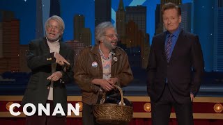 The Stars Of "Oh, Hello" Give Conan A Welcome Basket | CONAN on TBS