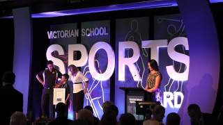 Rhys Rigoni accepting his School Sports Victoria award for Male Primary School Athlete of 2011