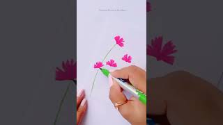 Easy painting ideas with Brush Pen || Flowers painting #creativeart  #satisfying #shorts