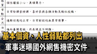 情報員個資外洩？連人性弱點都揭露　軍事迷曝國外網售台灣機密文件－民視新聞